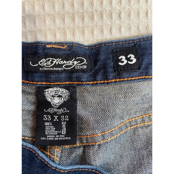 VTG Ed Hardy Denim 2008 Men’s Animal Embroidered Jeans Y2K Street Style Size 33 - Picture 5 of 16